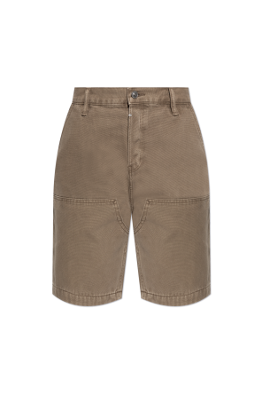 【送料&関税込】Ami Alexandre Mattiussi Suede Shorts AMI Alexandre Mattiussi Navy and Yellow Stripe Short Sleeve